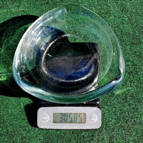 VTG MCM Clear Glass Ashtray 8in Triangular 3lb, 6oz Heavy 3 Slot Cigar Cigarette - Picture 9 of 9